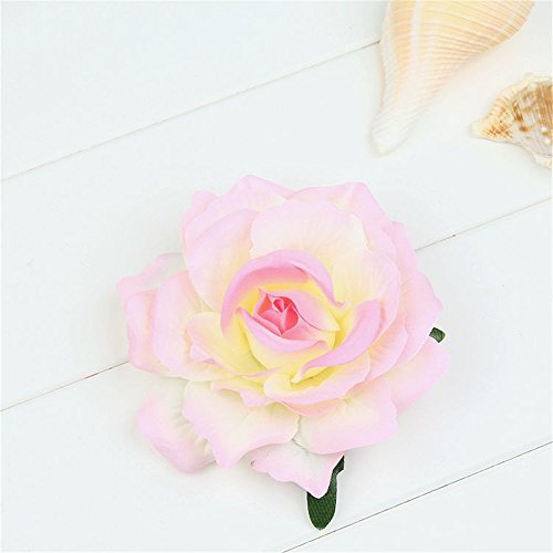 Q_TS Diademas Pelo Banda Turbantes Simulación Rosa Flor Flor Horquilla Tela sombrerería harina Blanca