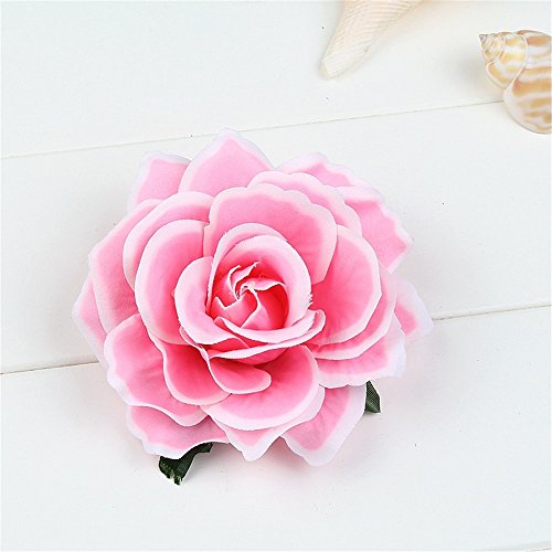 Q_TS Diademas Pelo Banda Turbantes Simulación Rosa Flor Flor Horquilla Tela sombrerería harina Blanca