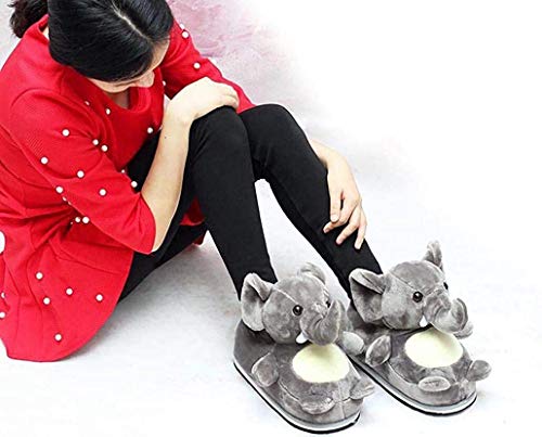 QAQA De Manera de Las Mujeres Zapatilla Animal, Invierno Caliente del Elefante/Jirafa/Koala/hámster/Conejo de Pelo, Lana Unisex Adulta Felpa de la Historieta Zapatos caseros