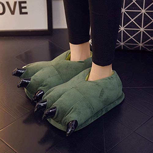 QAQA Invierno Divertido de Animales de Pata Zapatillas de Felpa Traje de la Garra de los Zapatos de los Zapatos caseros (Color : Green, Size : M)