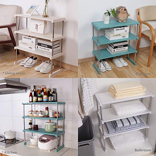 Qisiewell Estante de Cocina Estante de gabinete Estante de Almacenamiento estantería de baño Estante de baño Estante de baño Estante de Zapatos Estante de gabinete Base Negro Soporte Plegable