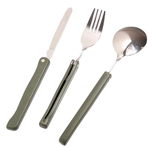 Qiuge Mini Set Vajilla Cuchara Tenedor Cuchillos For Acampar Al Aire Libre De Picnic Portátil Plegable Herramienta Set De Cubiertos De Acero Inoxidable (Color: Verde) (Color : Green)