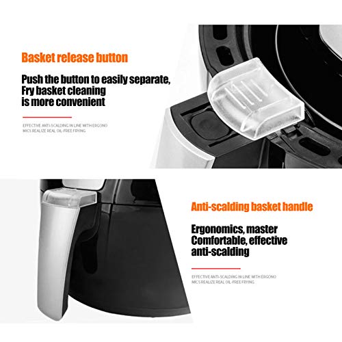 Qks Freidora de Aire para Uso doméstico 3.8L Cocción Saludable y sin Aceite Horno de freidora eléctrica de Aire 1350W Temporizador de Calentamiento rápido y Control de Temperatura Ajustable