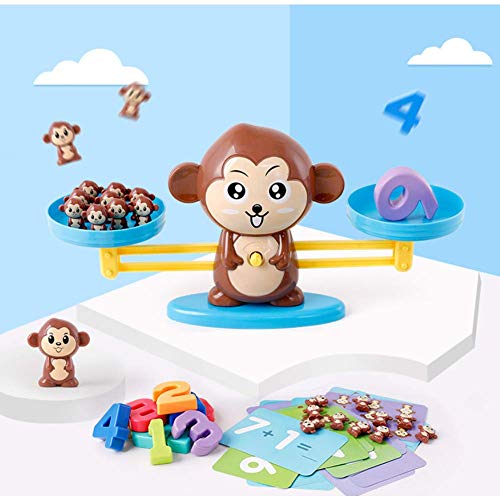 Queta Juguete balanza para niños Monkey Balance, Juguete Educativo Montessori para Aprender matemáticas Juego para niños para desarrollar Inteligencia y coordinación Ojo-Mano (60 Piezas)
