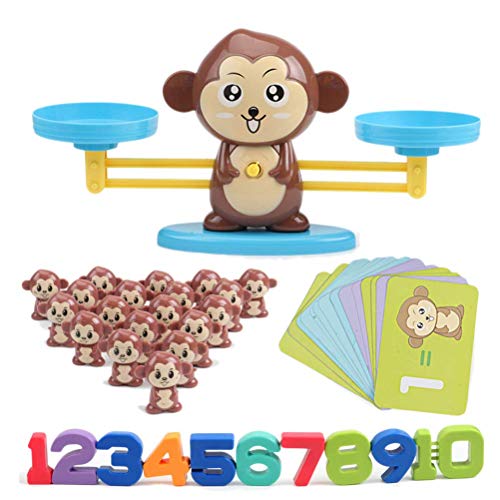 Queta Juguete balanza para niños Monkey Balance, Juguete Educativo Montessori para Aprender matemáticas Juego para niños para desarrollar Inteligencia y coordinación Ojo-Mano (60 Piezas)