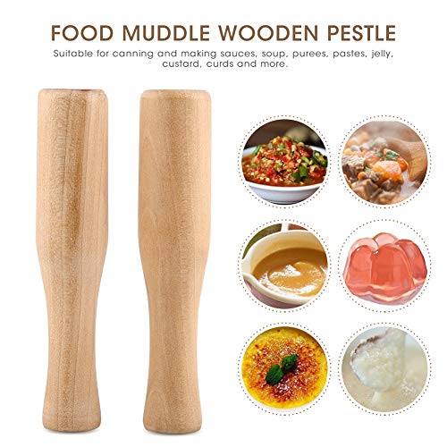 Raguso Maja de Madera Varilla de molienda de Alimentos Puré de Papas Hierbas Condimento Varilla de Maja Harina Purés Palitos de molienda 2 Piezas Herramienta de Cocina para Restaurante de Cocina