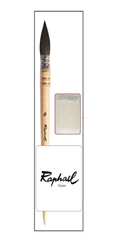 Raphael Serie 803 Pinsel Brush de Acuarela Petit Gris Redondo, Madera de Abedul, Raphael Brush Lavis Acuarela Gris puro Pure Mount Feather Serie 803 No.0 + Jabón gratis