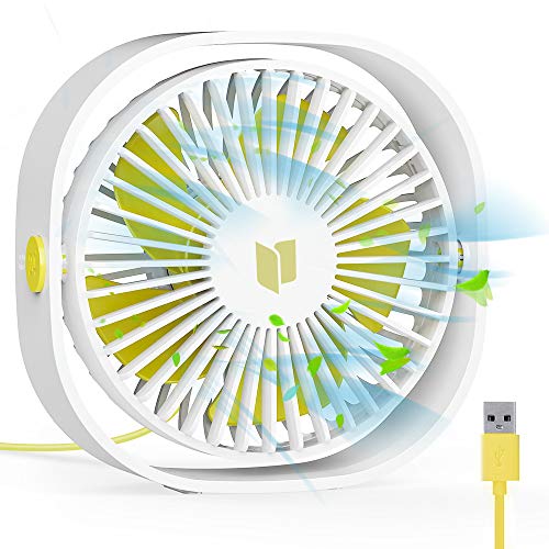 RATEL Ventilador de Mesa USB, Ventilador de Escritorio 12.5 cm Use con Cable de 1.2 metros, portátil y Personal para el hogar y la Oficina Silencioso y Potente, lo enfría en el Verano Caliente,Blanco