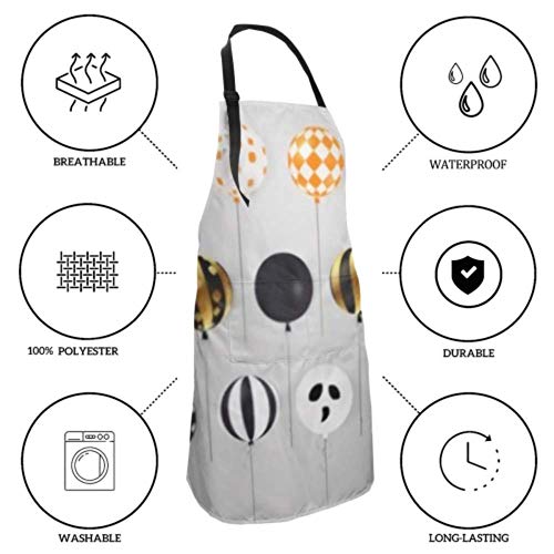 RAUP Delantal Unisex, Impermeable, Duradero, Ajustable, Happy Halloween Flying Mega Set, Delantales de Cocina Brillantes, Delantal de Zapatero para Lavar Platos, Barbacoa, Restaurante, jardín