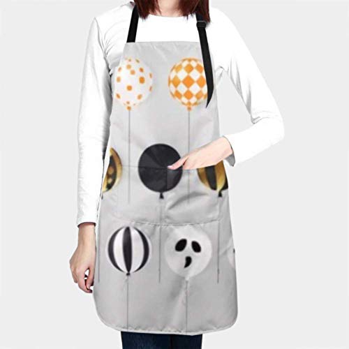 RAUP Delantal Unisex, Impermeable, Duradero, Ajustable, Happy Halloween Flying Mega Set, Delantales de Cocina Brillantes, Delantal de Zapatero para Lavar Platos, Barbacoa, Restaurante, jardín