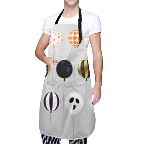 RAUP Delantal Unisex, Impermeable, Duradero, Ajustable, Happy Halloween Flying Mega Set, Delantales de Cocina Brillantes, Delantal de Zapatero para Lavar Platos, Barbacoa, Restaurante, jardín