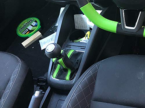 RedlineGoods Bota/Funda para Palanca de Cambios Compatible con Skoda Fabia 2014-20 Cuero Canela Costura Negra