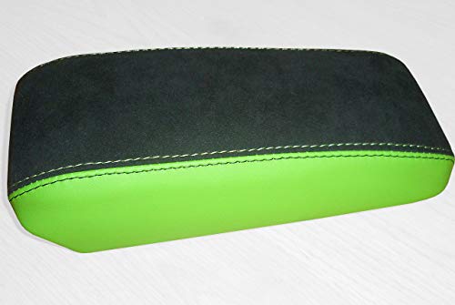 RedlineGoods Cubierta de apoyabrazos Compatible con Skoda Fabia 2014-20 Cuero Canela Costura Negra