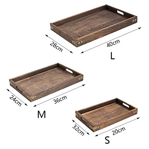 Reeseiy Bandeja De Madera Bandeja De Té De Madera Maciza Rectangular Vajilla Cena Desayuno Bandeja para El Hogar Venta De Hotel Inicio Uso Diario Producto (Color : Colour, Size : M)
