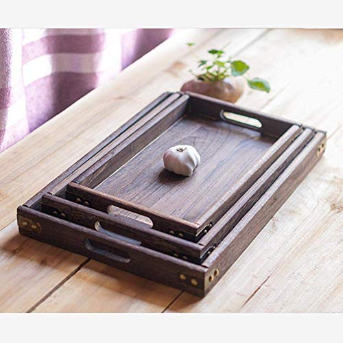 Reeseiy Bandeja De Madera Bandeja De Té De Madera Maciza Rectangular Vajilla Cena Desayuno Bandeja para El Hogar Venta De Hotel Inicio Uso Diario Producto (Color : Colour, Size : M)