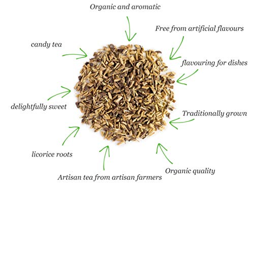 Regaliz orgánico infusión raíz - Realza el sabor de la comida - Magnífica infusión-golosina - u orozuz raíces - orosús bio - Glycyrrhiza glabra 100g