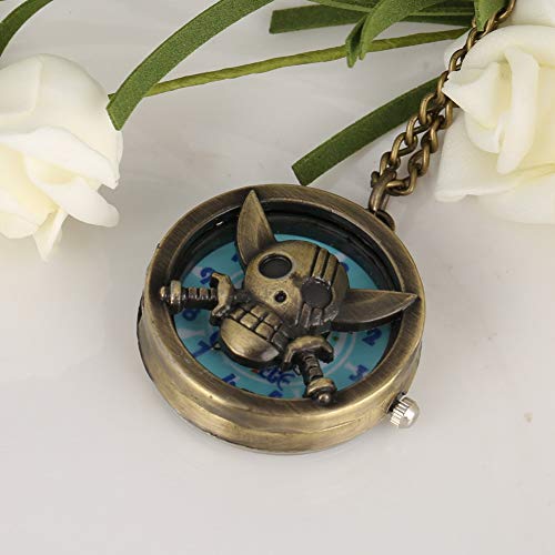 Reloj de Bolsillo Calavera Reloj de Bolsillo Cuchillo Doble Diseño de Cabeza de Esqueleto Patrón Maravilloso Dial Relojes de Bolsillo de Cuarzo para niños Hombres Mujeres