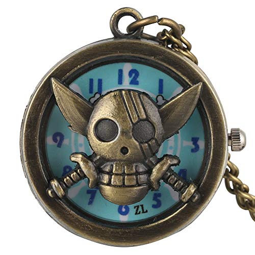 Reloj de Bolsillo Calavera Reloj de Bolsillo Cuchillo Doble Diseño de Cabeza de Esqueleto Patrón Maravilloso Dial Relojes de Bolsillo de Cuarzo para niños Hombres Mujeres
