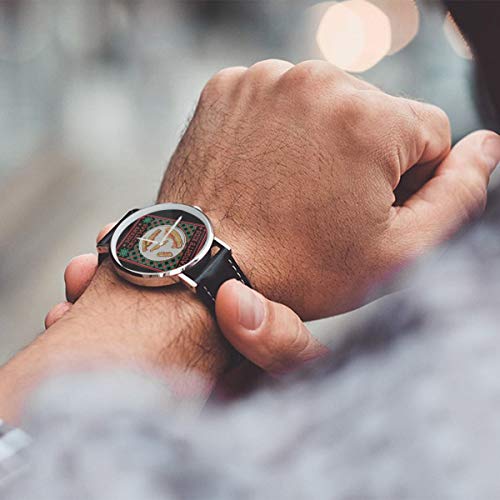 Reloj de Pulsera Unisex para Negocios, Casual, con diseño de Pizza de Navidad, de Cuarzo, con Correa de Piel Negra, para Hombres y Mujeres, colección Joven, Regalo
