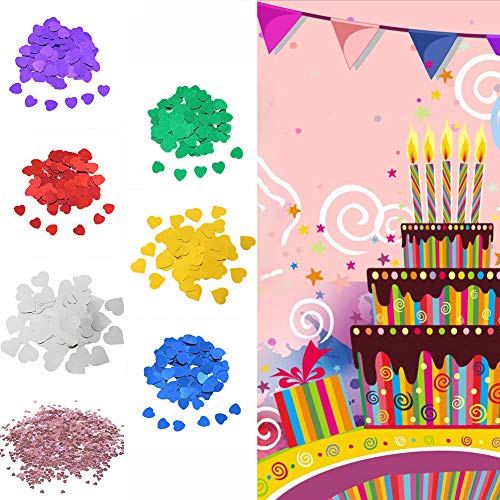 RENNICOCO Lentejuelas de Confeti con Purpurina en Forma de corazón de Amor para Decoraciones de Bodas