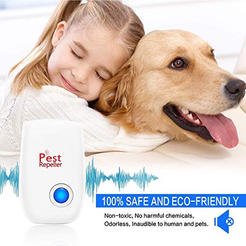 Repelente Ultrasónico Mosquitos 2020 Control de Plagas para Las Moscas,Cucarachas, Arañas, Hormigas, Ratas y Ratones, Insectos Antimosquitos Eléctrico Extra Fuerte para Interiores (4-Pack)