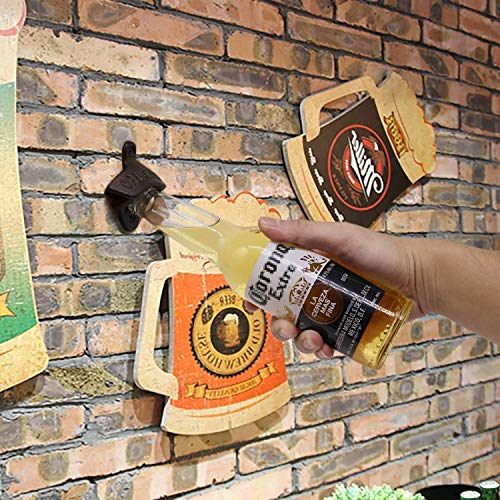 Retro - Abrebotellas de hierro fundido para montar en la pared, barra de cocina, cerveza