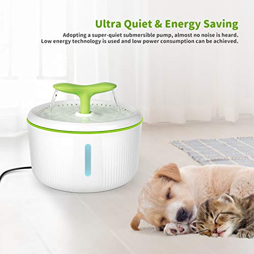Rhodesy Fuente de Agua para Mascotas Gato Perro Dispensador Automático de Agua Circulante Ultra Silencioso Salud de Pétalos Higiene Fuente de Agua Potable, 2L