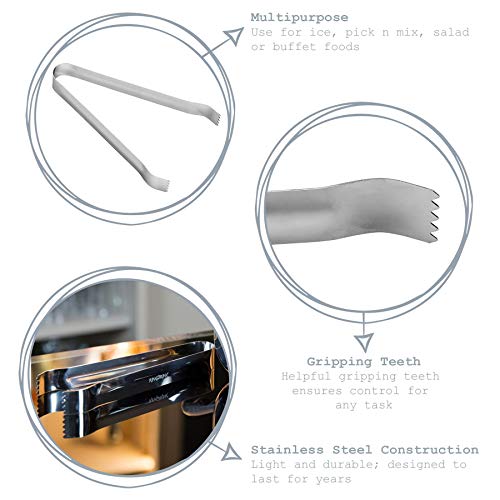 Rink Drink Pinzas para Hielo/golosinas - Acero Inoxidable - 16 cm - Pack de 12