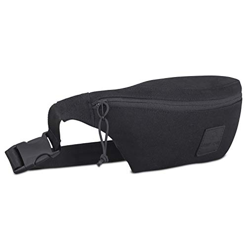 Riñonera Hombre y Mujer Negro - JOHNNY URBAN Toni Riñoneras Hip Bag de Tela de Algodón para Festivales y Deportes - Bolsa de Cintura Hipster Fanny Pack Bolso de Viaje Repelente al Agua