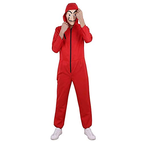 Riou Kit de La Casa De Papel, Disfraz de Ladrón, Salvador Dalí Traje de Cosplay para Carnaval Navidad Halloween Ropa y Máscara para Adultos y Niños