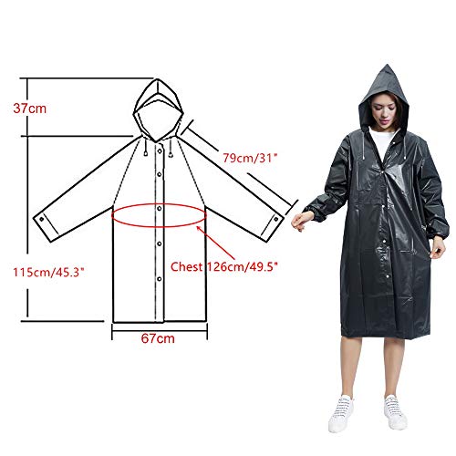 RMENOOR - Poncho impermeable para lluvia, 2 unidades, ligero, de goma EVA