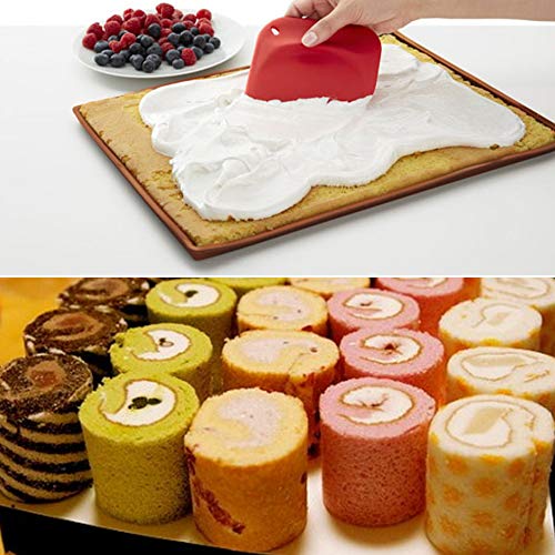 Rodillo suizo de la torta de Silicón antiadherente para hornear Mat Horno flexible Bandeja de horno para hornear Utensilios de cocina casera de la cocina para las galletas de la torta Barbacoa (S)