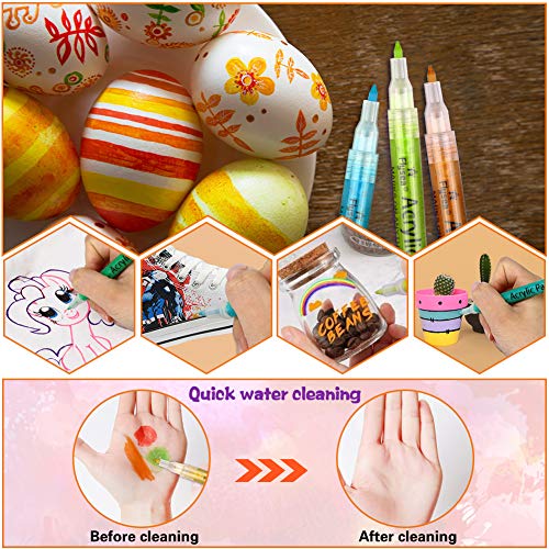 Rotuladores de Pintura Acrílica ,28 Colores Pinturas Acrílicas de 0.7 mm, Marcador Impermeable,Pluma de Madera,Madera, Lienzo, álbum de Fotos,Vidrio,Metal