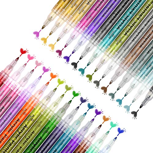 Rotuladores de Pintura Acrílica ,28 Colores Pinturas Acrílicas de 0.7 mm, Marcador Impermeable,Pluma de Madera,Madera, Lienzo, álbum de Fotos,Vidrio,Metal