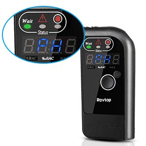 Rovtop Alcoholímetro Digital Profesional con Pantalla LCD Incluye 4 Boquillas Desechables - Alcoholímetro Electroquímico Respiratorio de Recargable con Sensor Digital y Probador de Alcohol （Negro）