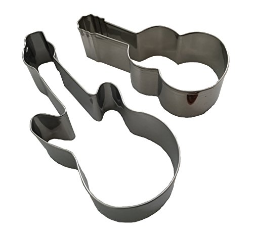 Royal Houseware - Set de 2 cortadores de galletas, con forma de guitarra, acero inoxidable