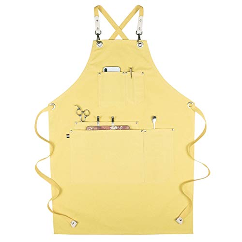RQWY Delantal Delantal de Lona Crossback Correa de algodón Barista Bartender Pastelería Camareros Uniforme Barber Peluquero Florista Jardinero Ropa de Trabajo
