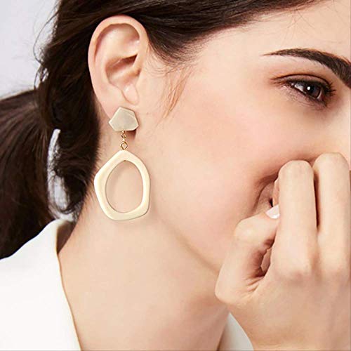 RRWL Pendiente Corea Acrílico geométrico irregular Pendientes largos largos para mujer Temperamento Color caramelo Resina Mármol Pendientes colgantes   Beige