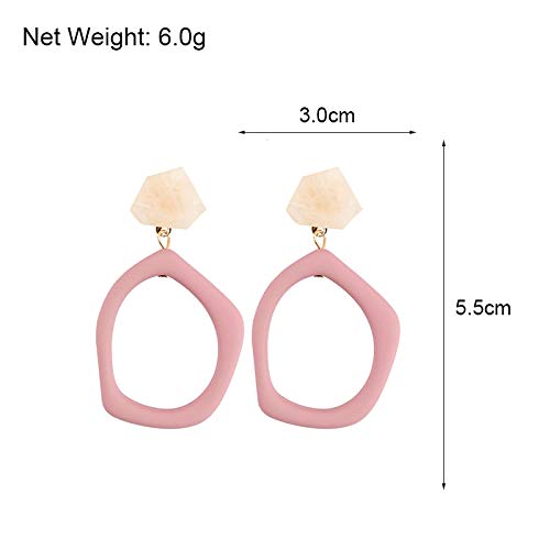 RRWL Pendiente Corea Acrílico geométrico irregular Pendientes largos largos para mujer Temperamento Color caramelo Resina Mármol Pendientes colgantes   Beige