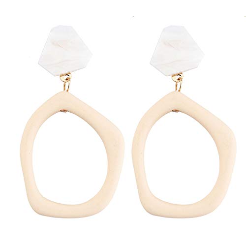 RRWL Pendiente Corea Acrílico geométrico irregular Pendientes largos largos para mujer Temperamento Color caramelo Resina Mármol Pendientes colgantes   Beige