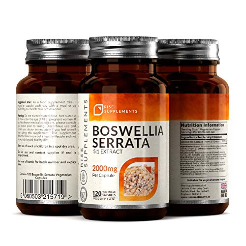 RS Boswellia Serrata 2000mg | Cuidado de las Articulaciones Extracto 5:1 120 Cápsulas Veganas | Antiinflamatorio Natural | Ideal para Aliviar el Dolor Articular | Sin OGM, Gluten, Lácteos o Alérgenos