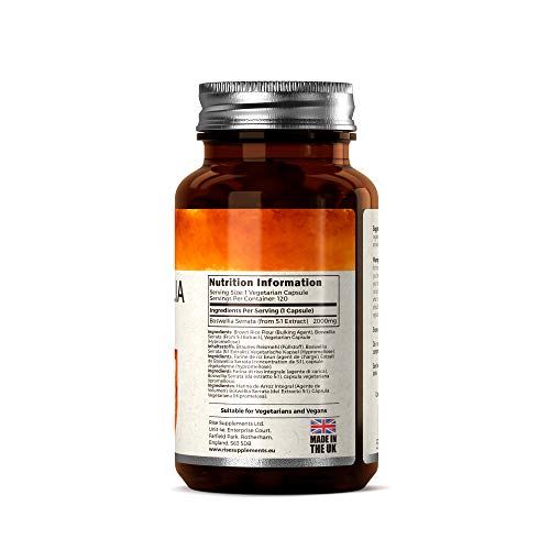 RS Boswellia Serrata 2000mg | Cuidado de las Articulaciones Extracto 5:1 120 Cápsulas Veganas | Antiinflamatorio Natural | Ideal para Aliviar el Dolor Articular | Sin OGM, Gluten, Lácteos o Alérgenos