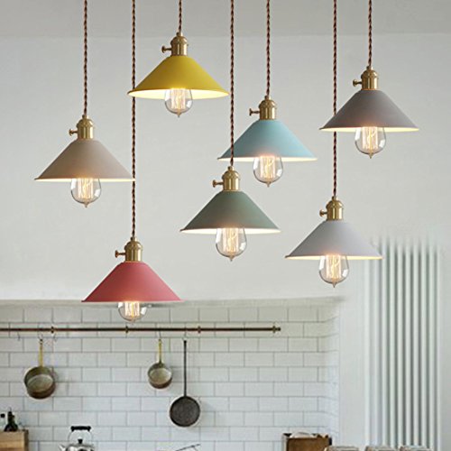 RUNNUP Lámpara de iluminación de techo Vintage Lámpara colgante Lámpara de metal amarillo para la sala de estar del loft de la casa Bar Restaurantes Cafetería Decoración del club