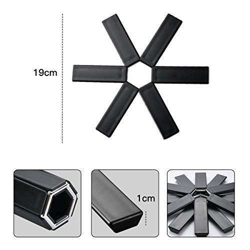Salvamanteles de Silicona, 2PCS Salvamantele Plegable Antideslizante Hule para Calientes Sartenes de Cocina, Platos y Fuentes, Encimeras Cubiertos, Aislamiento al calor Protección Salvamanteles