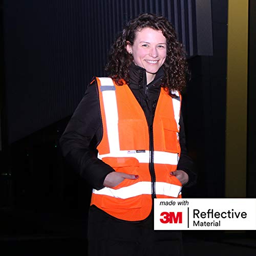 Salzmann 3M Chaleco de Trabajo de Tejido de Malla Permeable al Aire | Chaleco Reflectante de Alta Visibilidad con Cremallera | Hecho con Cinta Reflectante 3M