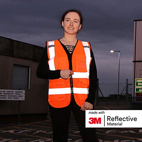 Salzmann 3M Chaleco de Trabajo de Tejido de Malla Permeable al Aire | Chaleco Reflectante de Alta Visibilidad con Cremallera | Hecho con Cinta Reflectante 3M
