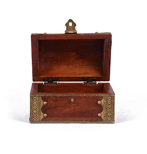 Samriddhi Arts And Crafts - Caja de madera y medio latón para joyas, almacenamiento, decoración