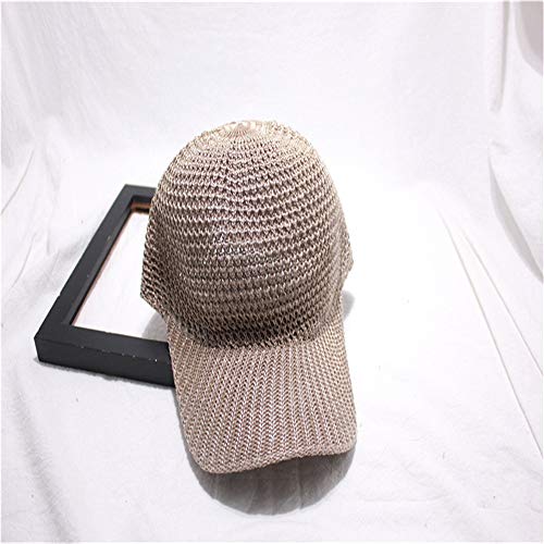 sdssup Gorro de Lentejuelas Sombrero Malla Hecha Punto Cúpula Hueca Sombrero Sombrero Ecuestre Retro Sombrero de Verano Sombrilla de béisbol sombrilla 卡其 卡其 可 调节