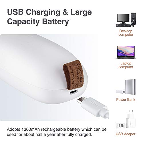 Sellador de Bolsas, Mini Sellador de Alimentos Portátil, Sellador Térmico 2 en 1 y Cortador para Bolsa de Plástico, Máquina de Sellado al Vacío con Carga USB (Blanco)