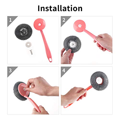 Sello de esponja (acero inoxidable con mango de plástico cepillo de limpieza de acero inoxidable y récureurs para inalámbrico en plastique1